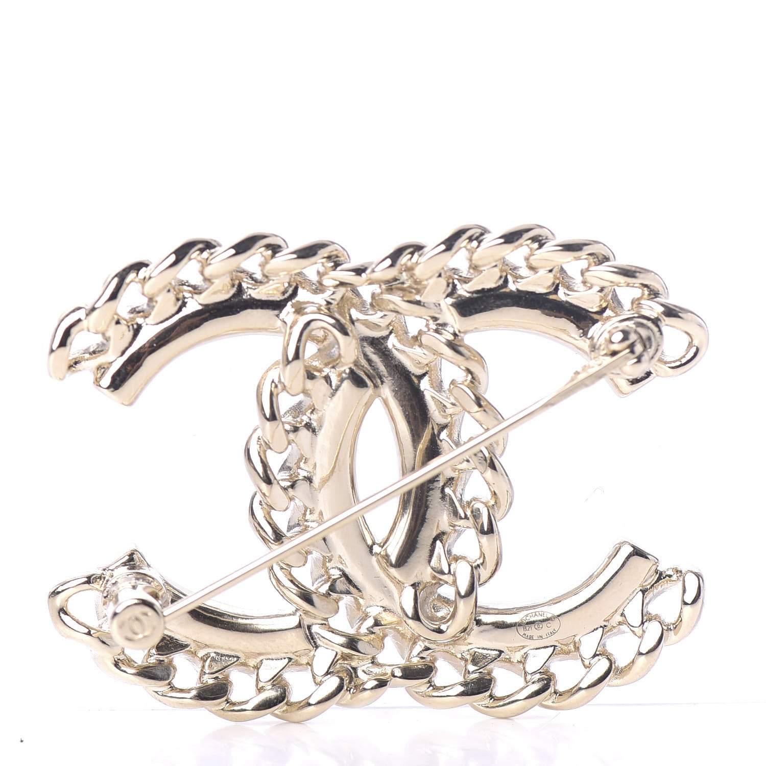 Chanel Crystal Chain CC Brooch Gold 3 of 4