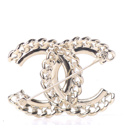 Chanel Crystal Chain CC Brooch Gold 3 of 4