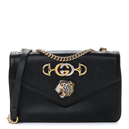 Gucci Vitello Palmellato Lux Crystal Medium Rajah Shoulder Bag Black 1 of 10