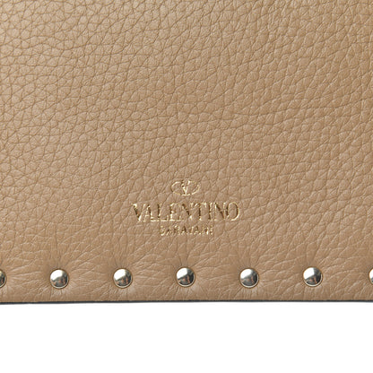 Valentino Garavani Pebbled Calfskin Medium Rockstud Envelope Flat Wristlet Pouch Deep Alpaca 6 of 8