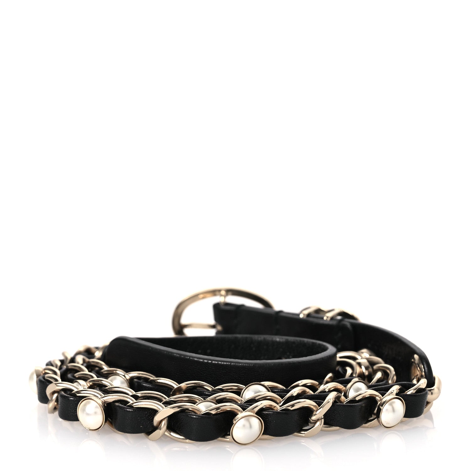 Chanel Lambskin CC Pearl Chain Belt 80 32 Black 2 of 8