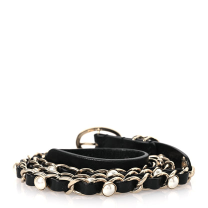 Chanel Lambskin CC Pearl Chain Belt 80 32 Black 2 of 8