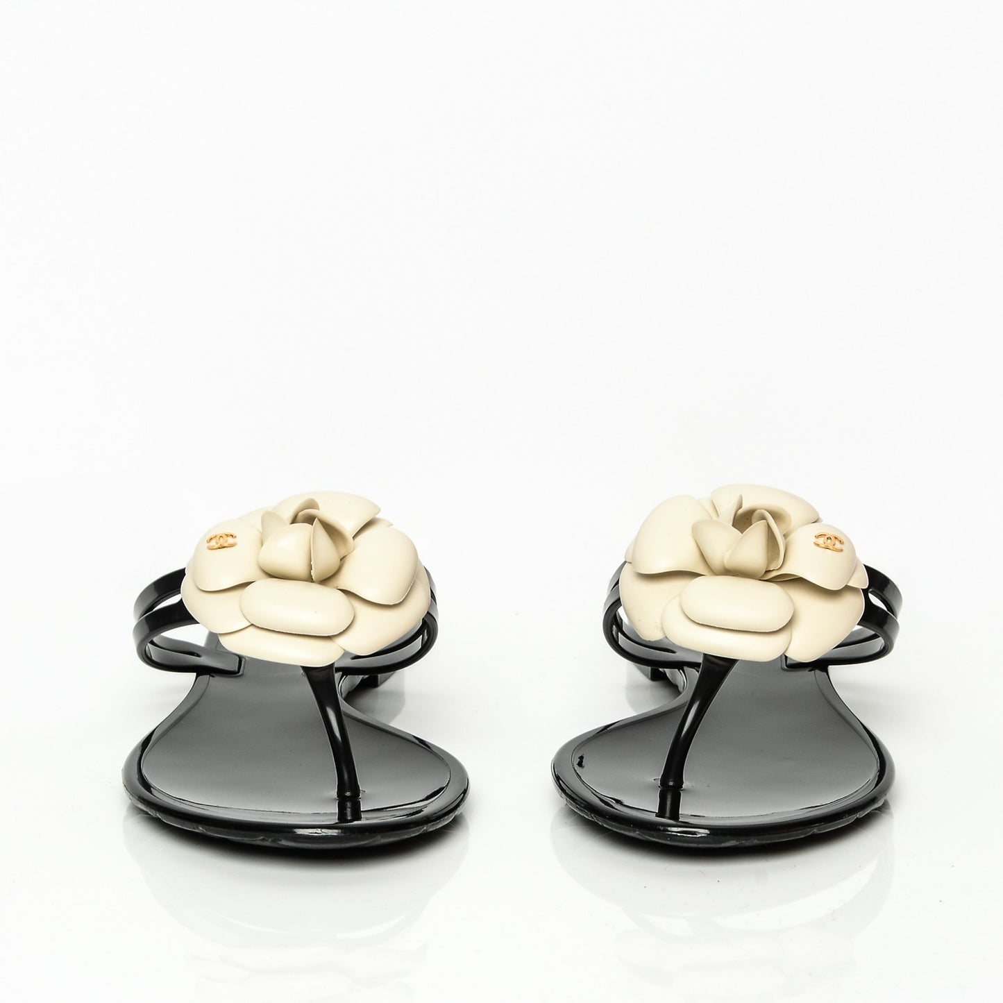 Jelly Camellia Thong Sandals 39 Black Ivory