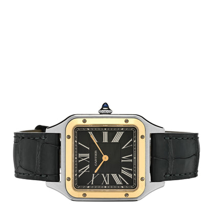 Cartier Stainless Steel 18K Yellow Gold Alligator 31.5mm Santos Dumont Automatic Watch Black 2 of 4
