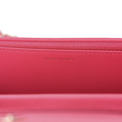 Chanel Patent Calfskin Quilted Wallet On Chain WOC Pink 9 of 12