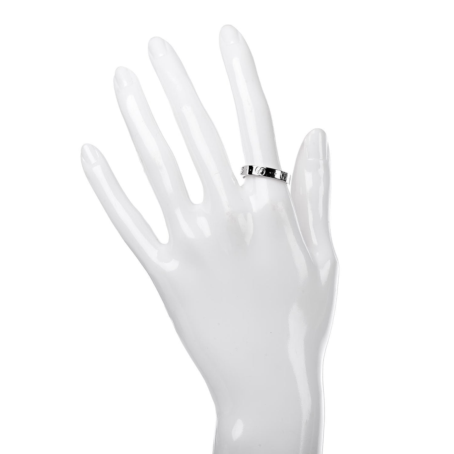 18K White Gold 4mm Icon Thin Band Ring 58 8.25