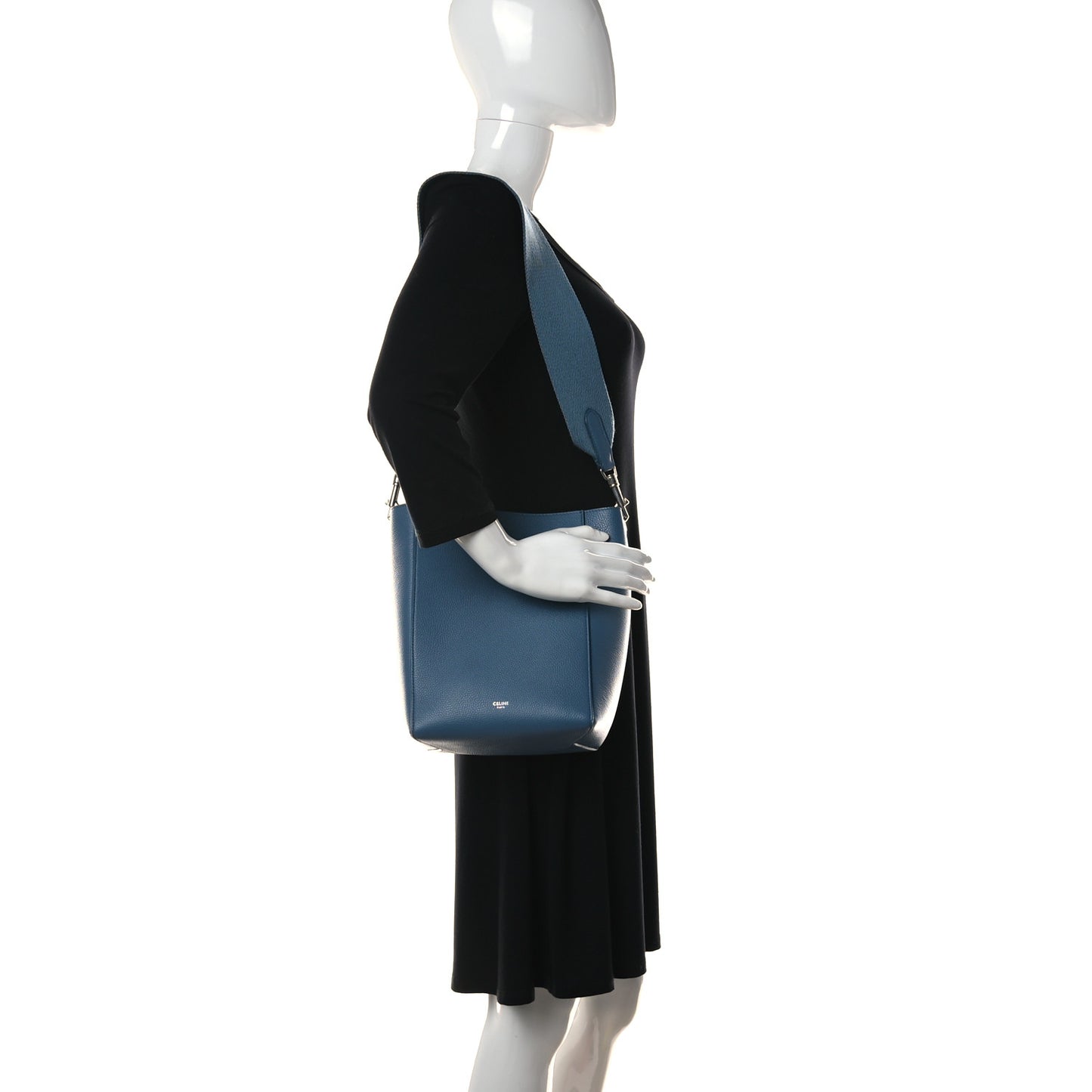 Soft Grained Calfskin Small Sangle Bucket Bag Blue