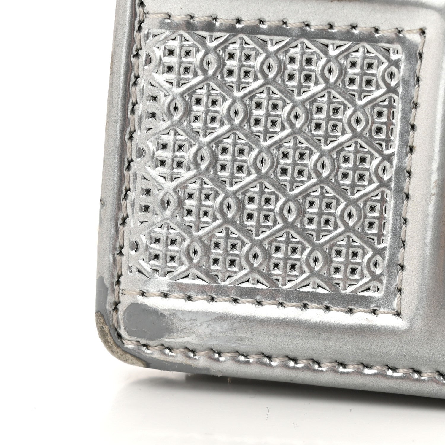 Christian Dior Metallic Patent Micro-Cannage Medium Diorama Flap Bag Silver 12 of 16