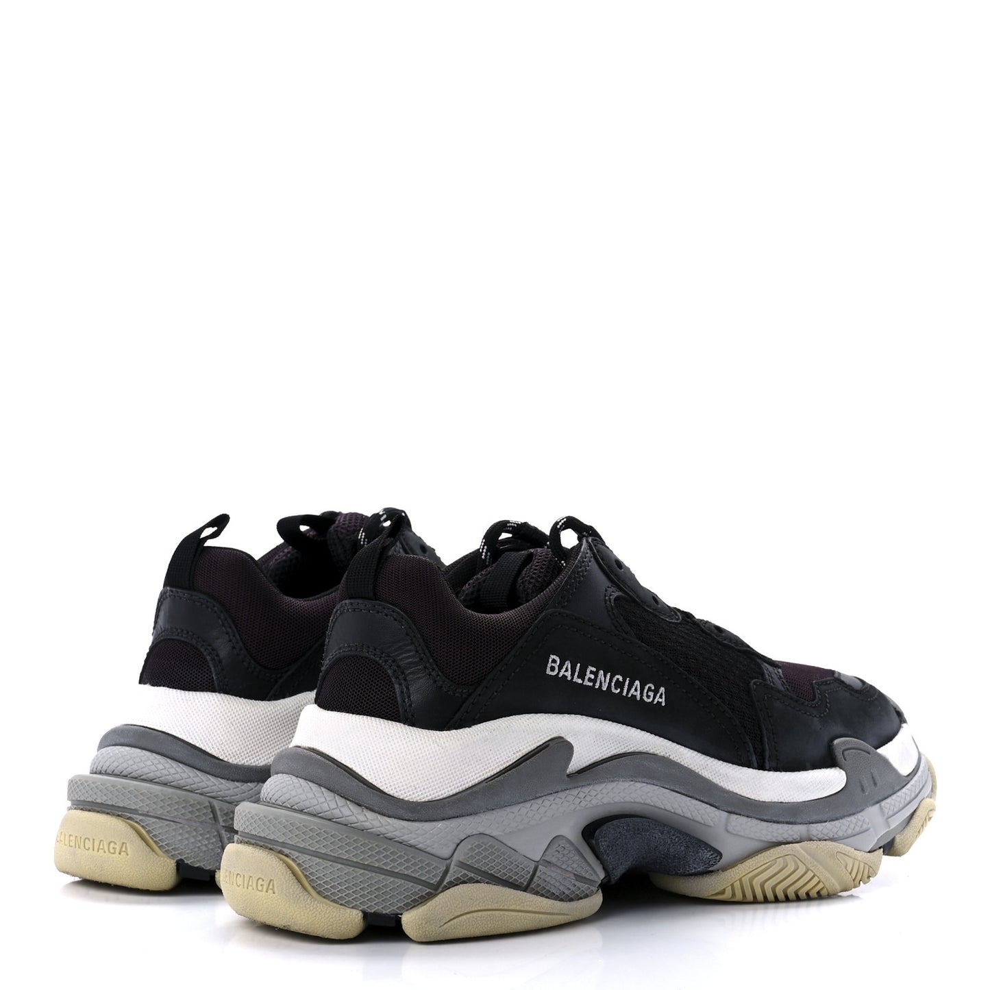 Fabric Mesh Womens Triple S Sneakers 38 Black Burgundy