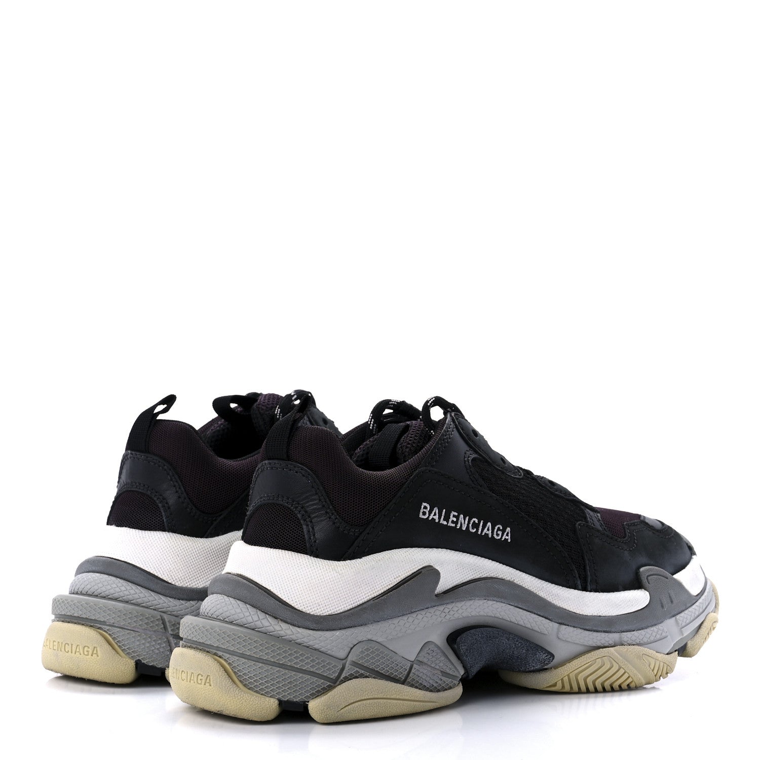 Balenciaga Fabric Mesh Womens Triple S Sneakers 38 Black Burgundy 4 of 8