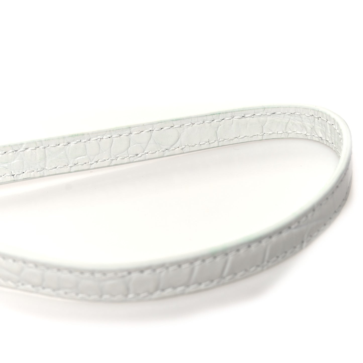 Shiny Calfskin Crocodile Embossed Small Hourglass Evening Chain Bag White
