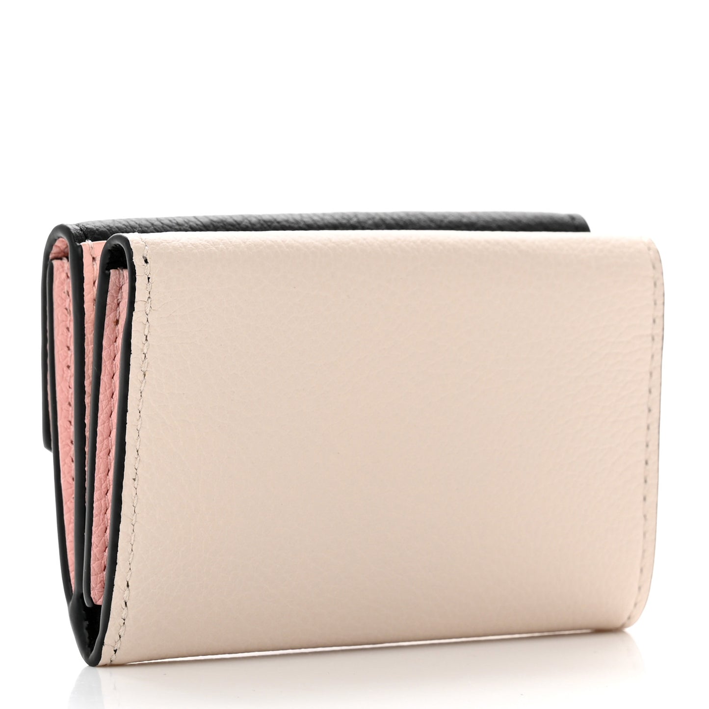 Calfskin Lockmini Wallet Black Cream Pink
