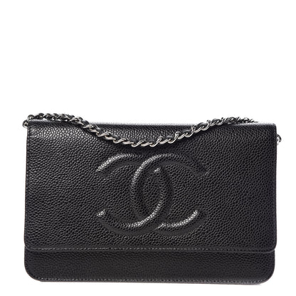 Chanel Caviar Timeless CC Wallet On Chain WOC Black 1 of 10