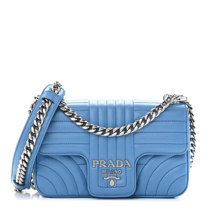 Prada Soft Calfskin Impunture Diagramme Small Chain Flap Shoulder Bag Astrale 1 of 9