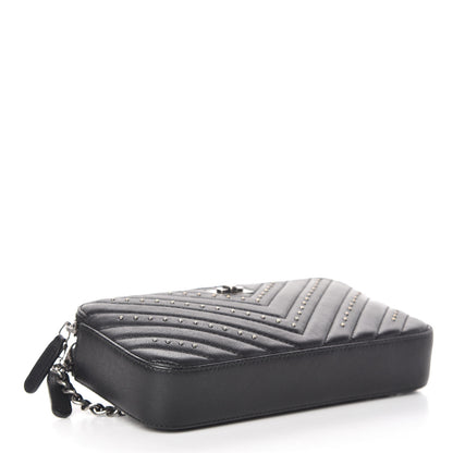 Chanel Sheepskin Chevron Quilted Studded Reissue Small Clutch With Chain Black 4 of 14