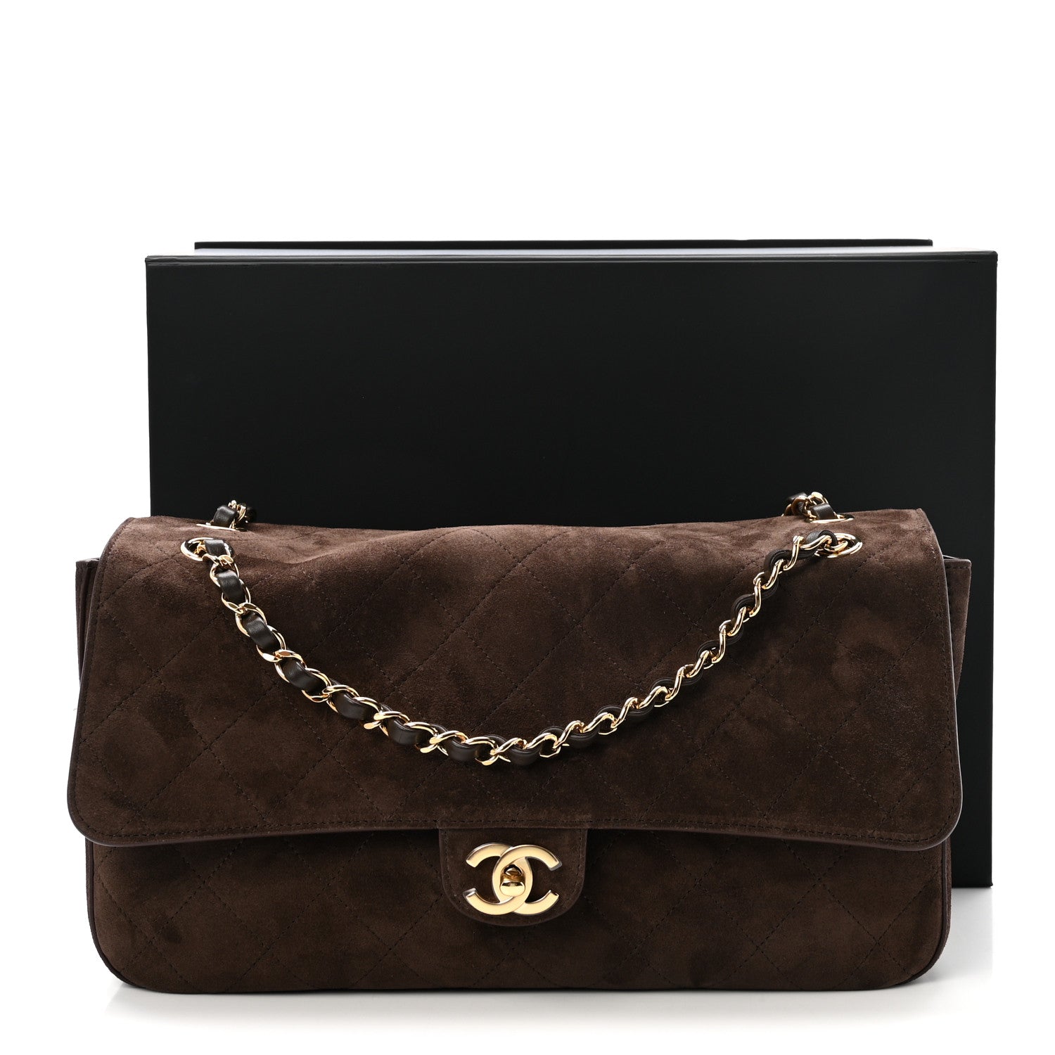Chanel Suede Calfskin Small Souplissimo Maxi Flap Dark Brown 10 of 10
