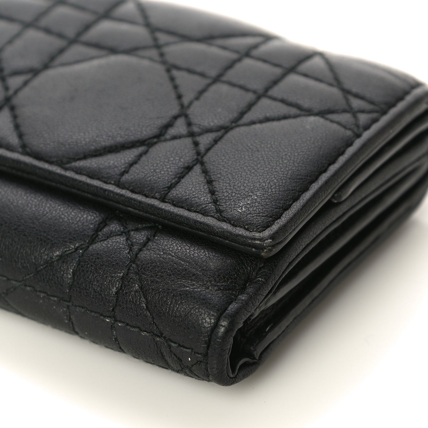 Lambskin Cannage Lady Dior Lotus Wallet Black