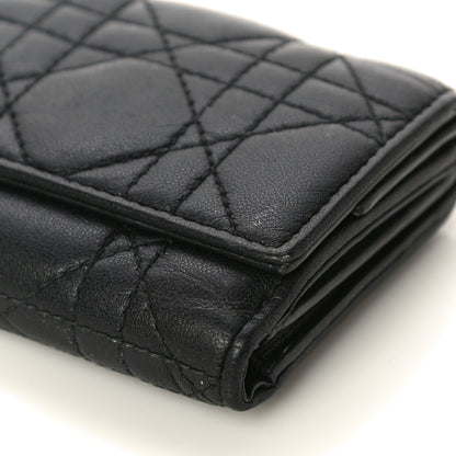 Christian Dior Lambskin Cannage Lady Dior Lotus Wallet Black 10 of 15