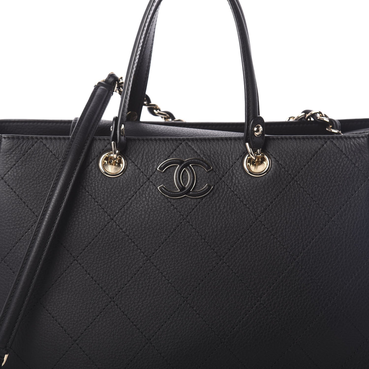Chanel Bullskin Stitched Medium Shopping Bag Black 9 of 11