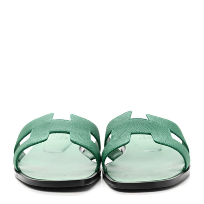 Hermes Epsom Oran Sandals 39 Vert Emeraude 2 of 9