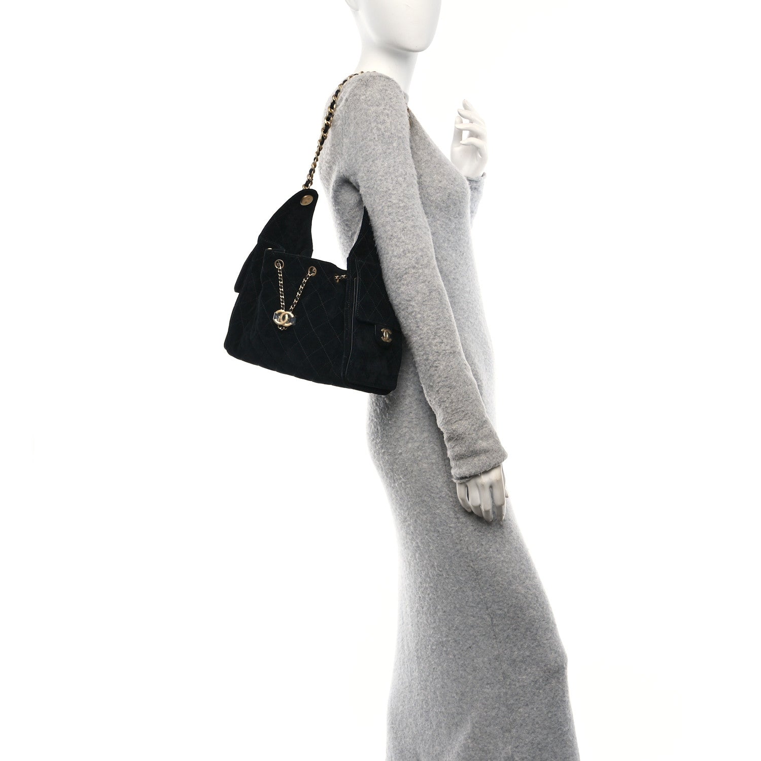 Chanel Suede Quilted Small Chanel 25 Handbag Black 2 of 11