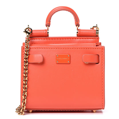 Dolce & Gabbana Calfskin Micro Miss Sicily 62 Satchel Orange 1 of 8