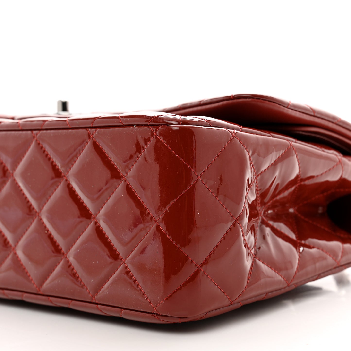 Patent Quilted Jumbo Double Flap Dark Red