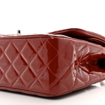 Chanel Patent Quilted Jumbo Double Flap Dark Red 10 of 10