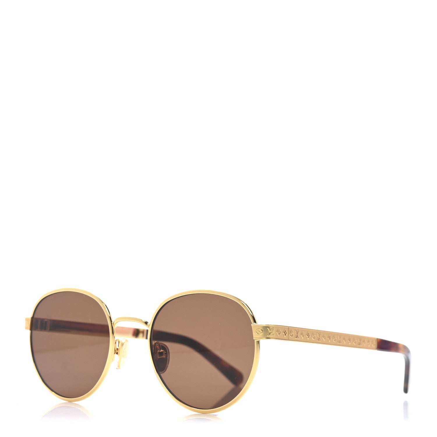 Louis Vuitton Metal Z2916U LV Aura Round Sunglasses Brown 1 of 7