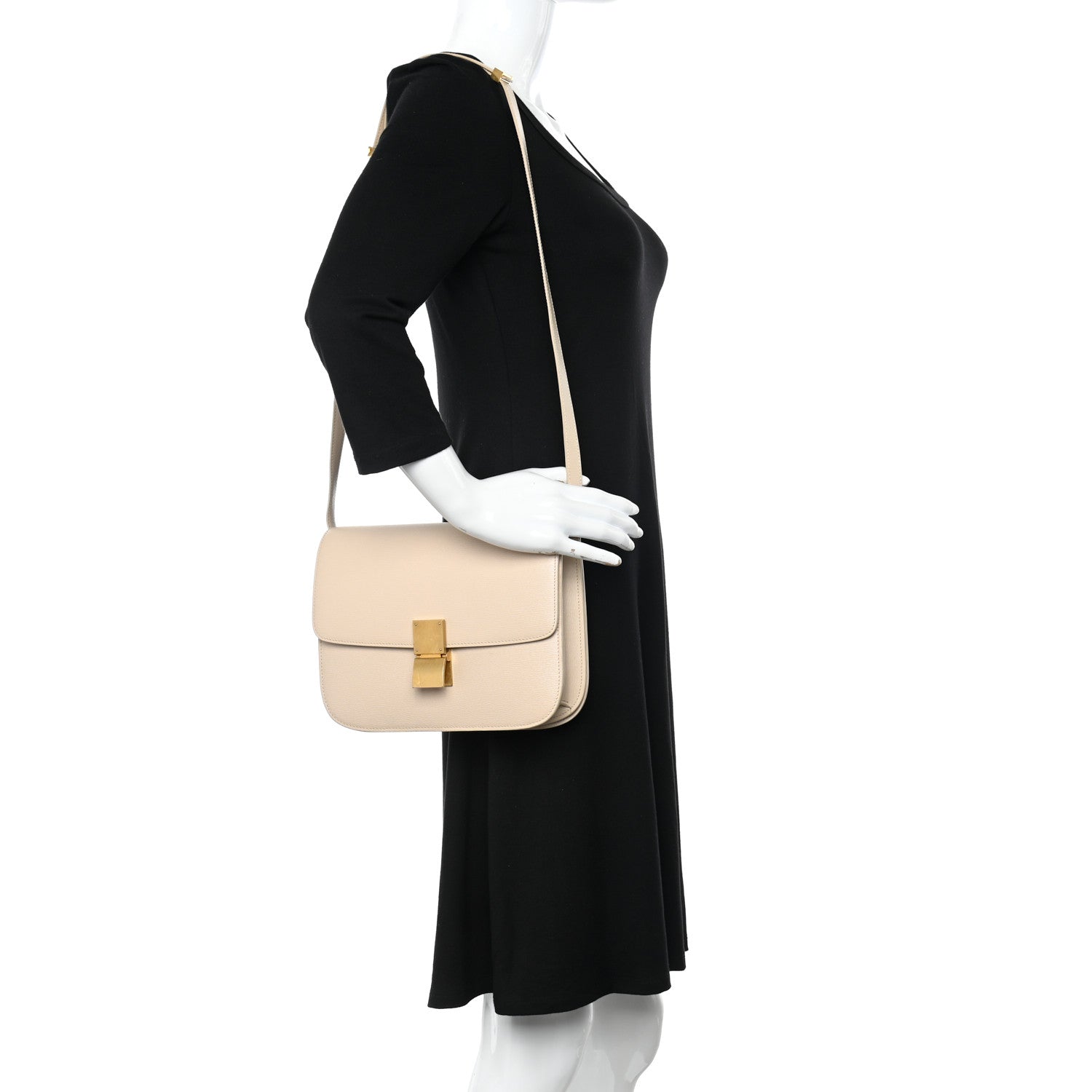 Celine Liege Calfskin Medium Classic Box Flap Bag Cream 2 of 11