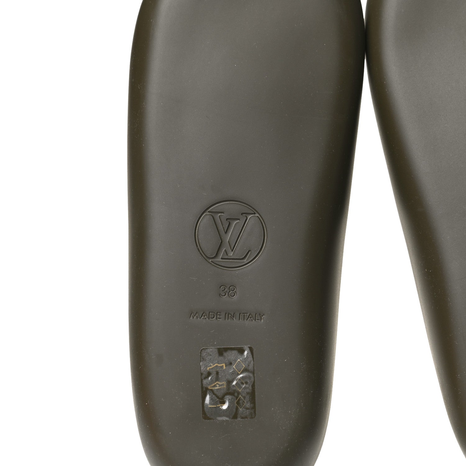 Louis Vuitton Matte Rubber Monogram Embossed Sunbath Slide Sandals 38 Khaki 8 of 11