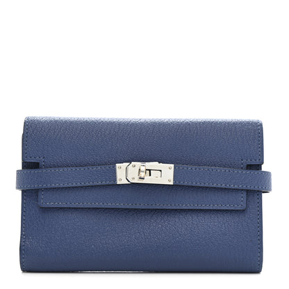 Hermes Chevre Mysore Medium Kelly Wallet Bleu Agate 1 of 9