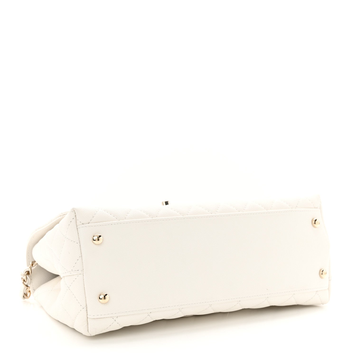 Chanel Caviar Quilted Small Chain Coco Handle Flap White 4 of 13