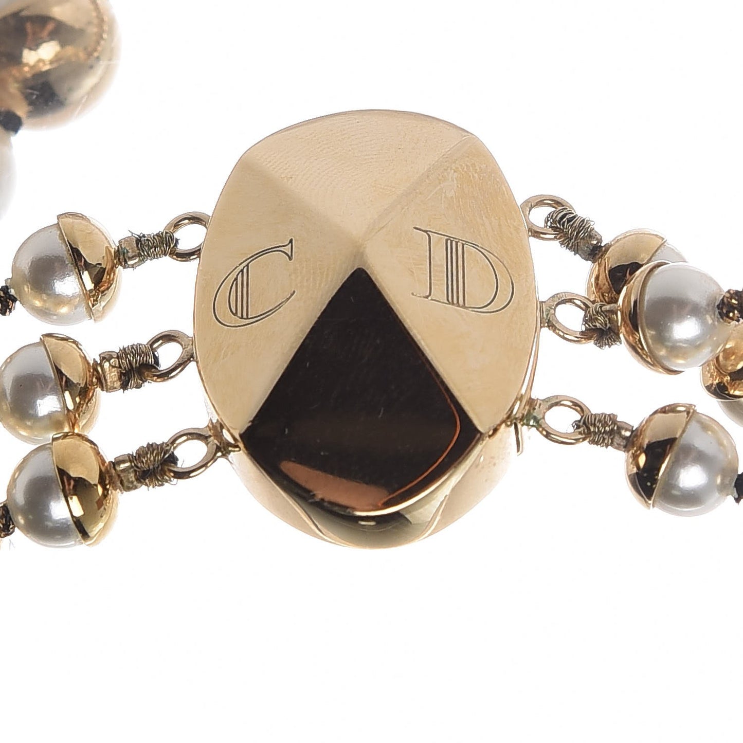 Pearl Mise en Dior Multi Strand Necklace Gold