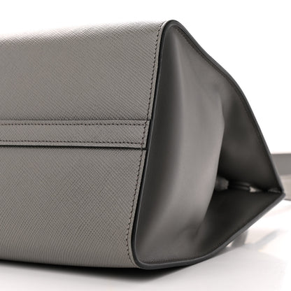 Prada Saffiano Cuir Calfskin Medium Monochrome Top Handle Tote Ardesia 10 of 11