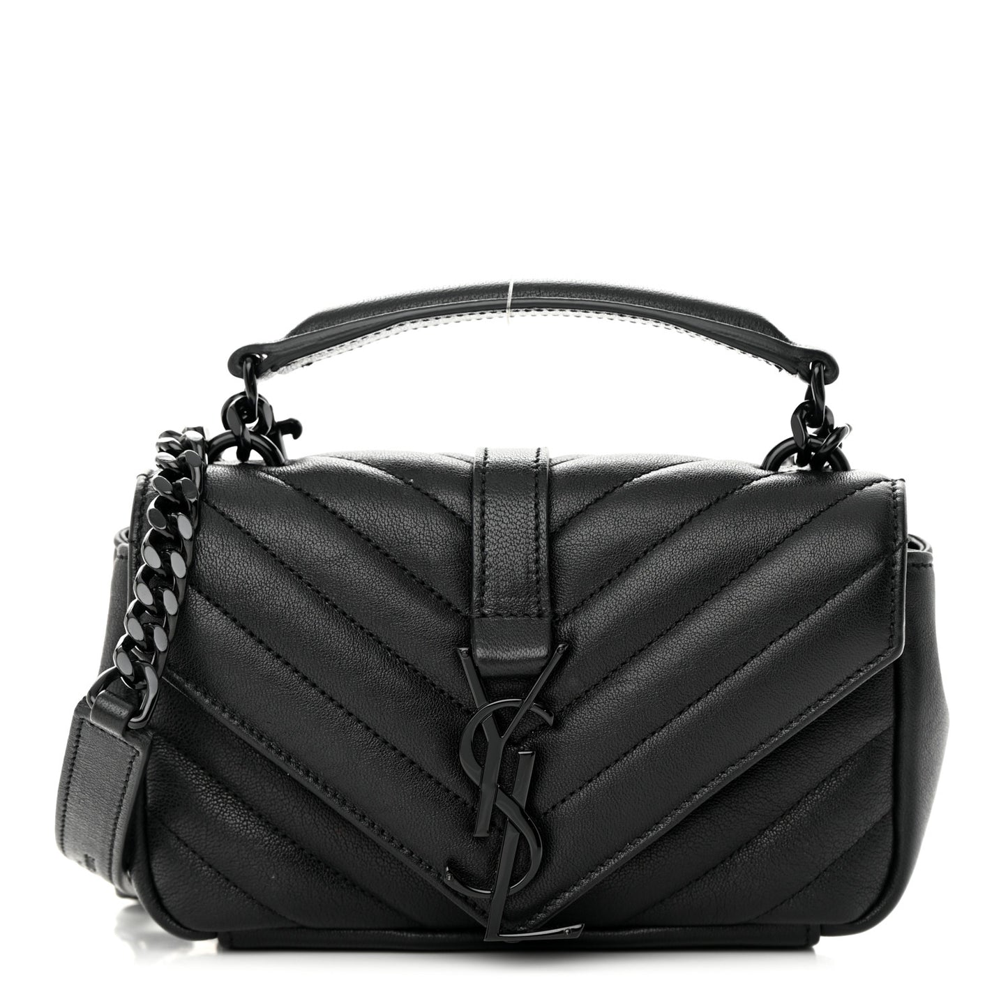 Sheepskin Matelasse Chevron Monogram Classic Baby Chain Bag Black