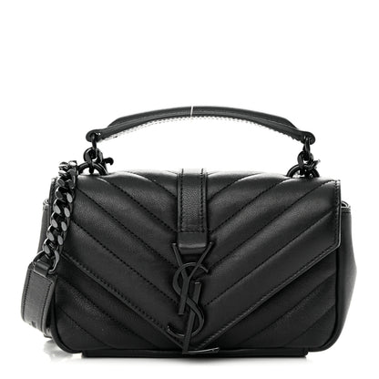 Saint Laurent Sheepskin Matelasse Chevron Monogram Classic Baby Chain Bag Black 1 of 15