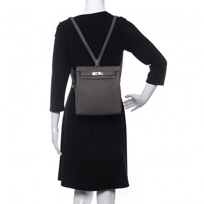 Hermes Taurillon Clemence Kelly Ado Backpack Etain 2 of 10