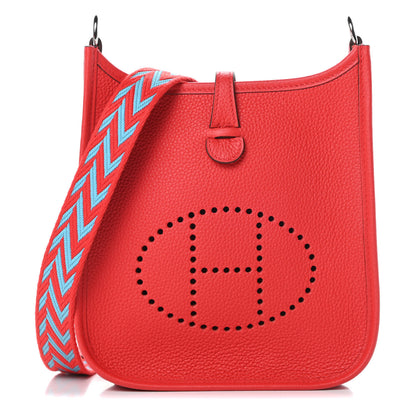 Hermes Taurillon Maurice Evelyne TPM Rouge De Coeur Bleu Du Nord 1 of 11