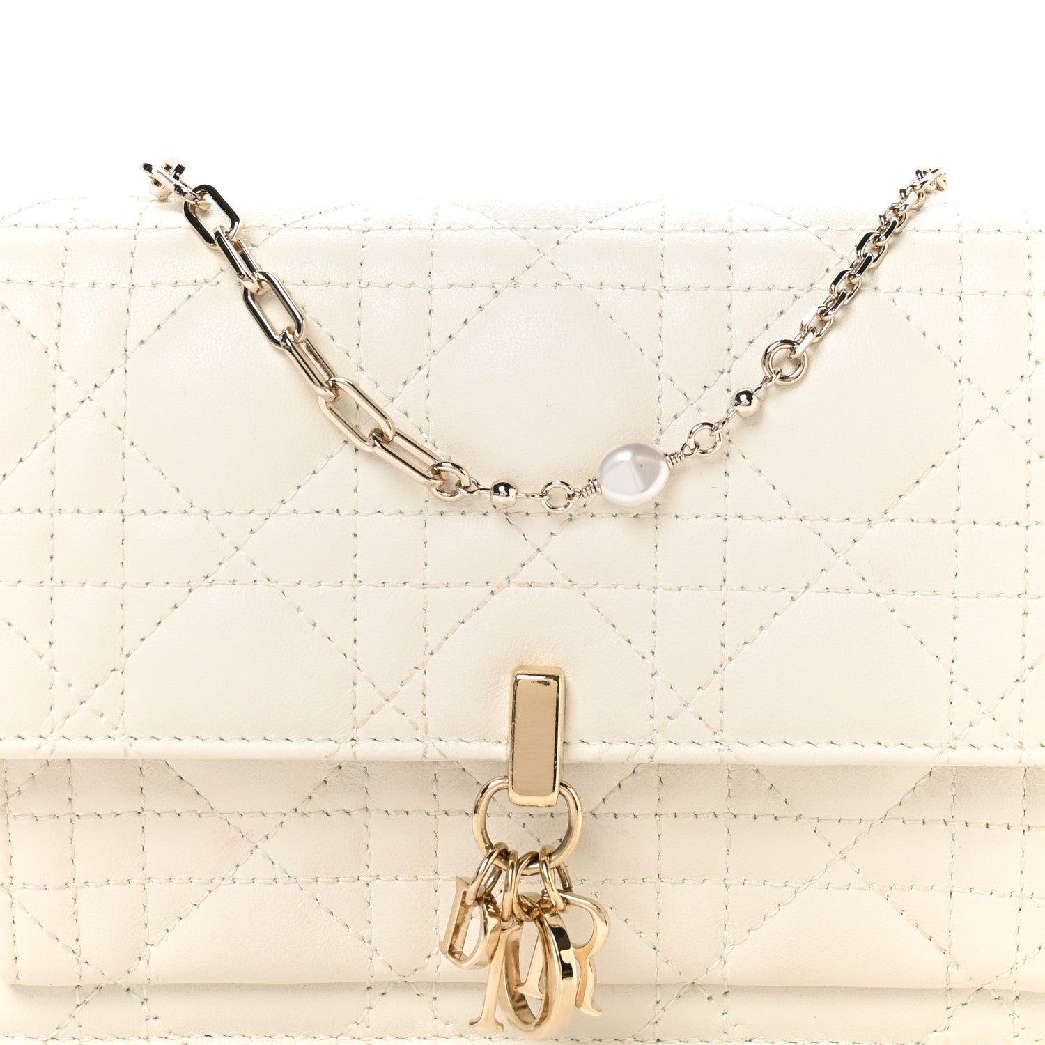 Christian Dior Lambskin Chain Lady Dior Chain Pouch Latte 8 of 11