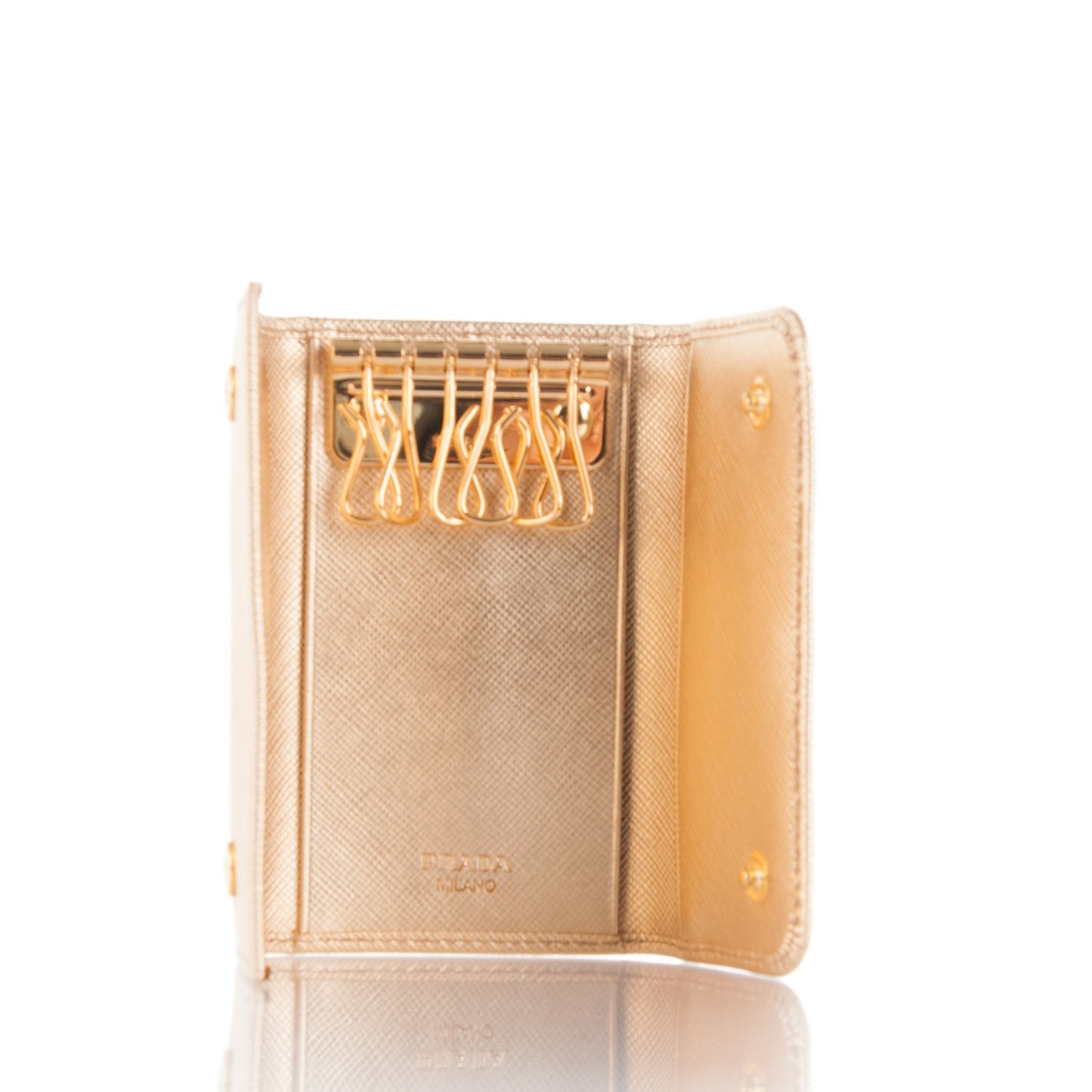 Saffiano Metal 6 Key Holder Platino