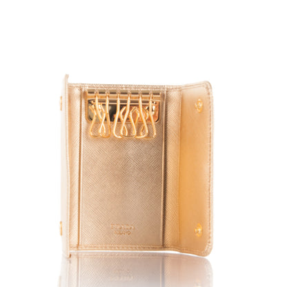 Prada Saffiano Metal 6 Key Holder Platino 5 of 6