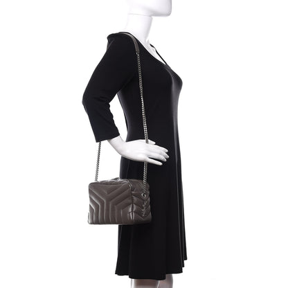 Saint Laurent Calfskin Y Quilted Monogram Small Loulou Bowling Bag Earth 3 of 11
