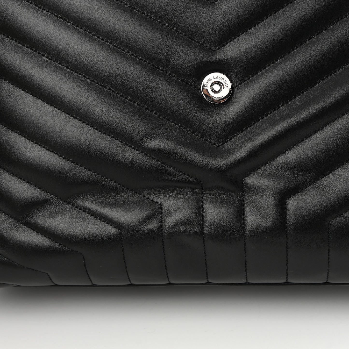 Calfskin Y Quilted Monogram Monochrome Large Loulou Chain Satchel Black