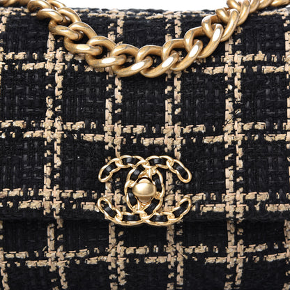 Chanel Tweed Quilted Medium Chanel 19 Flap Black Beige 10 of 10