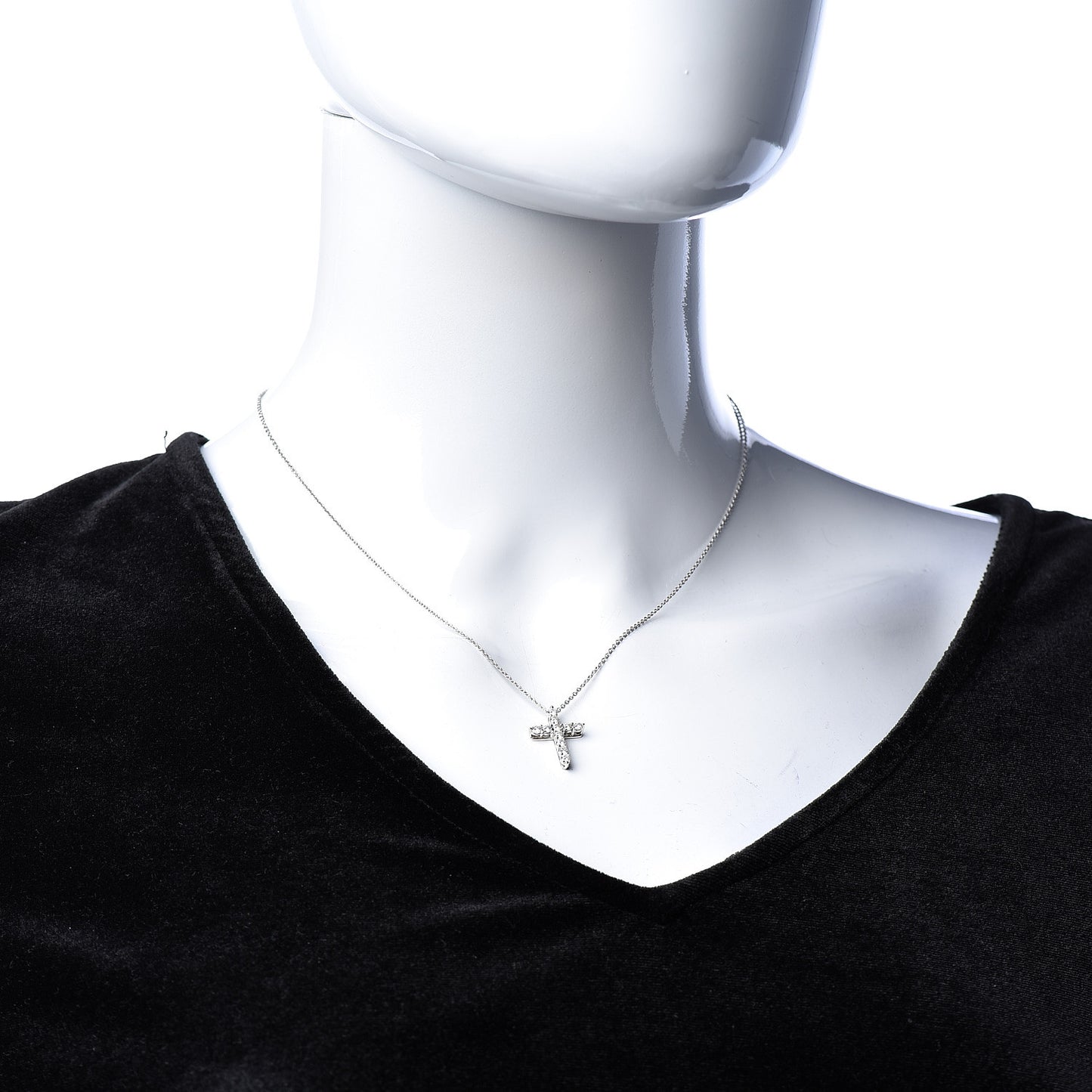 Platinum Diamond Small Cross Pendant Necklace