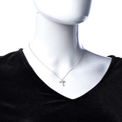 Tiffany Platinum Diamond Small Cross Pendant Necklace 2 of 6