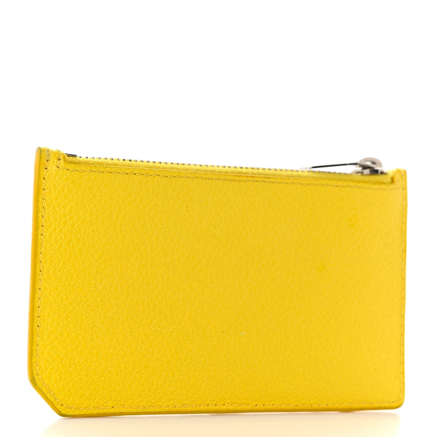 Grained Calfskin 5 Fragments Zip Pouch Card Holder Sunflower