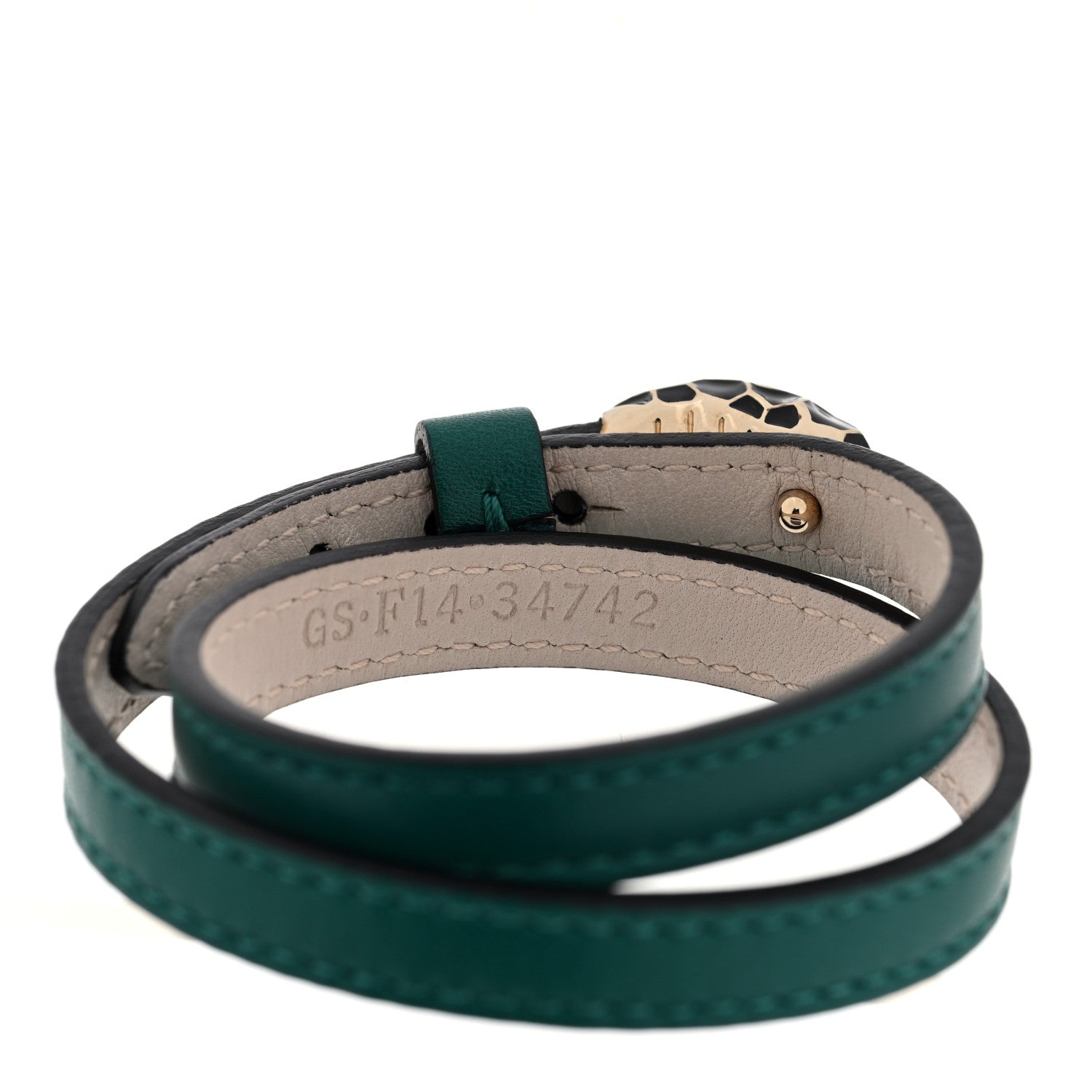 Bulgari Calfskin Serpenti Forever Double Coil Bracelet S Emerald Green 5 of 6