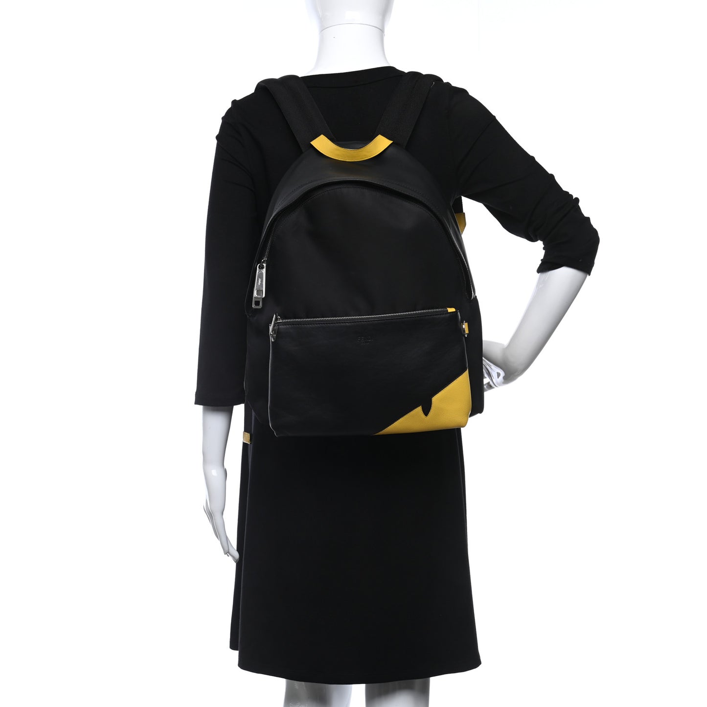 Nylon Vitello Grace Cruise Corner Bugs Pouch Pocket Backpack Black Sunflower